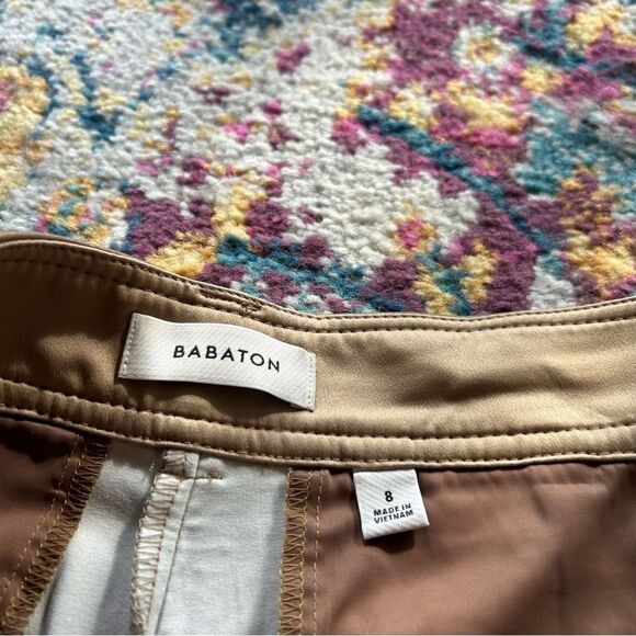 Aritzia Babaton Tan beige high waist faux leather trouser dress pants - Picture 3 of 3